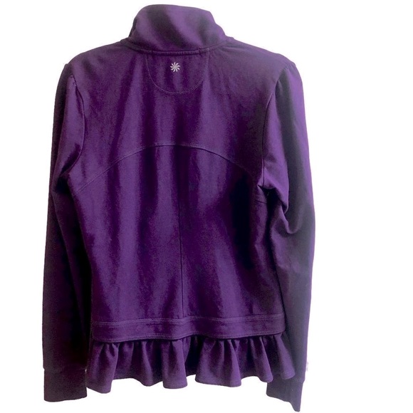 Athleta‎ Full Zip Detachable Peplum Hem Purple Sweatshirt Size Medium - Picture 2 of 7